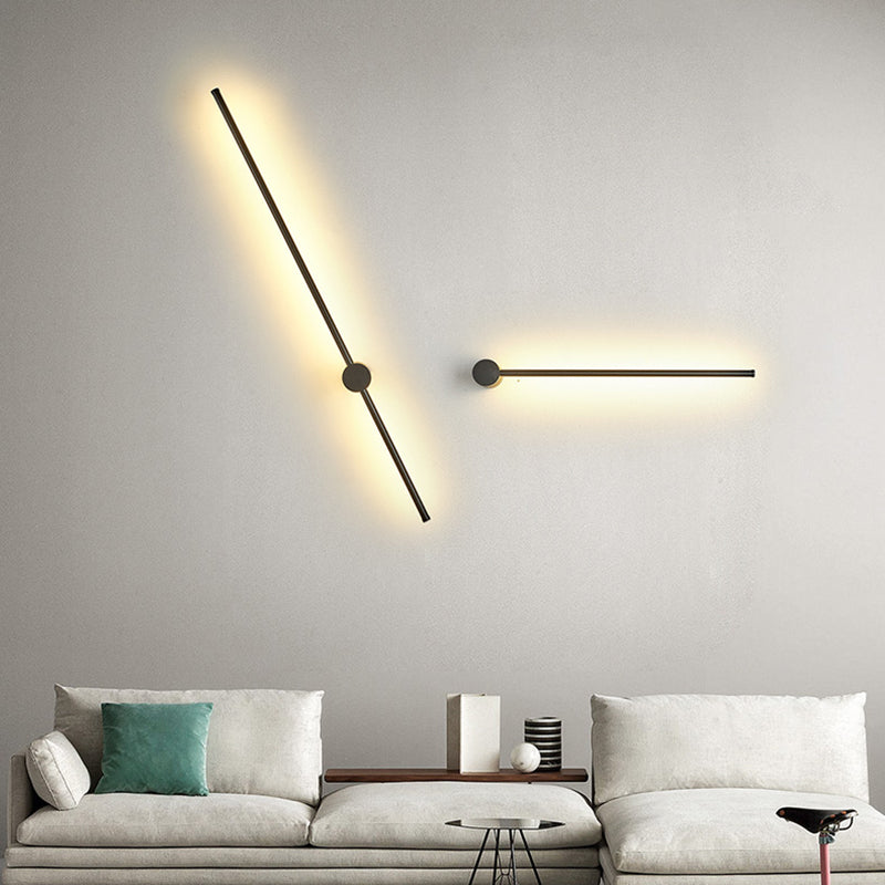 Modern Style Linear Wall Light Metal 1-Light Wall Mount Light in Black