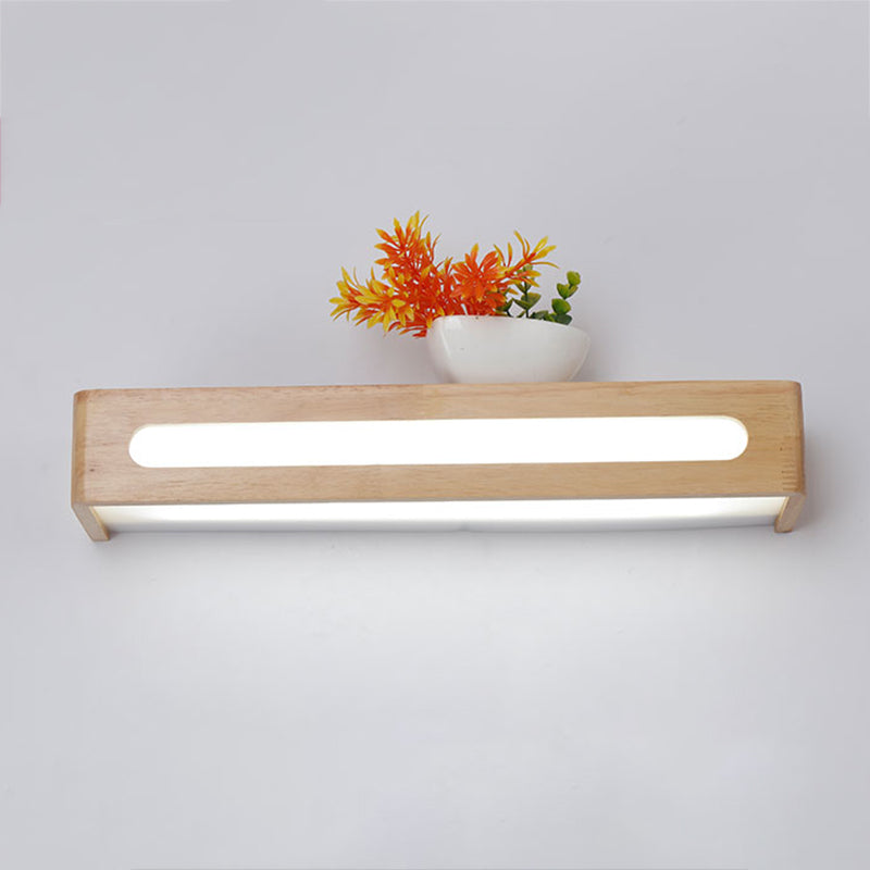 1 Light Rectangle Wall Mounted Lamps Modern Style Wood Wall Lights
