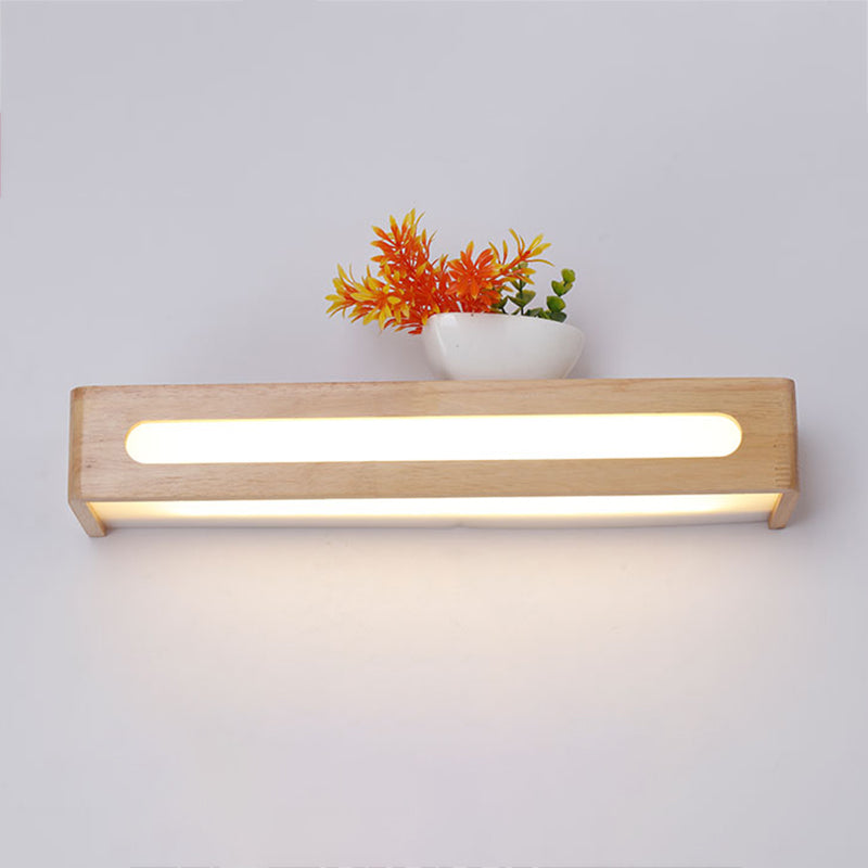 1 Light Rectangle Wall Mounted Lamps Modern Style Wood Wall Lights
