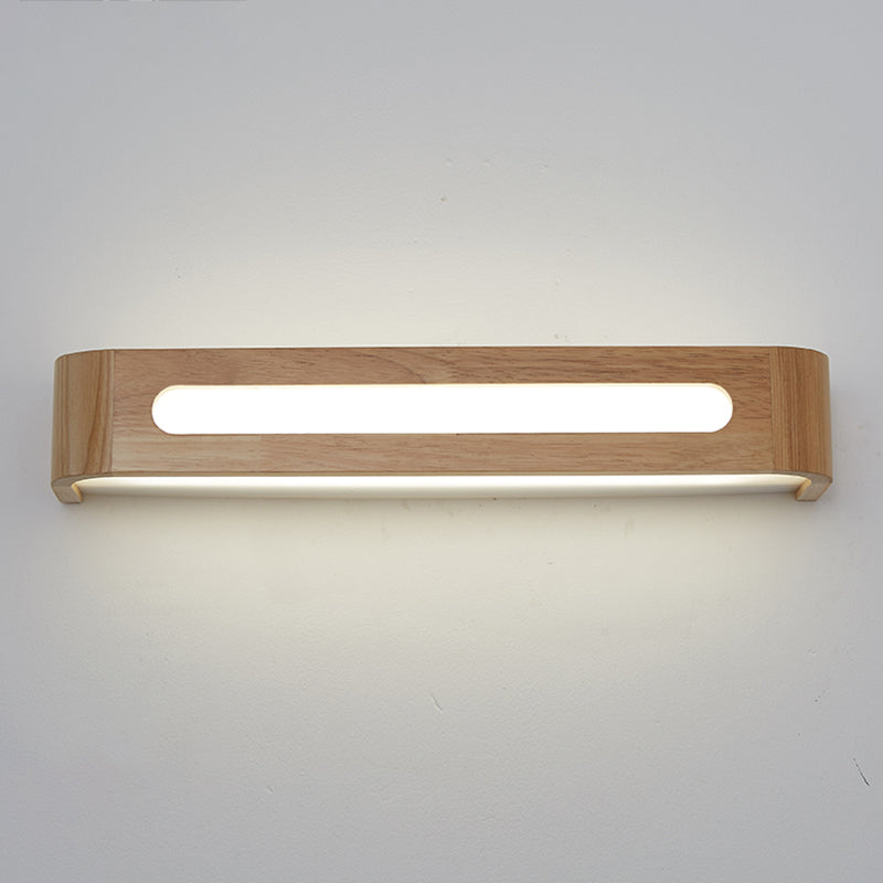 1 Light Rectangle Wall Mounted Lamps Modern Style Wood Wall Lights