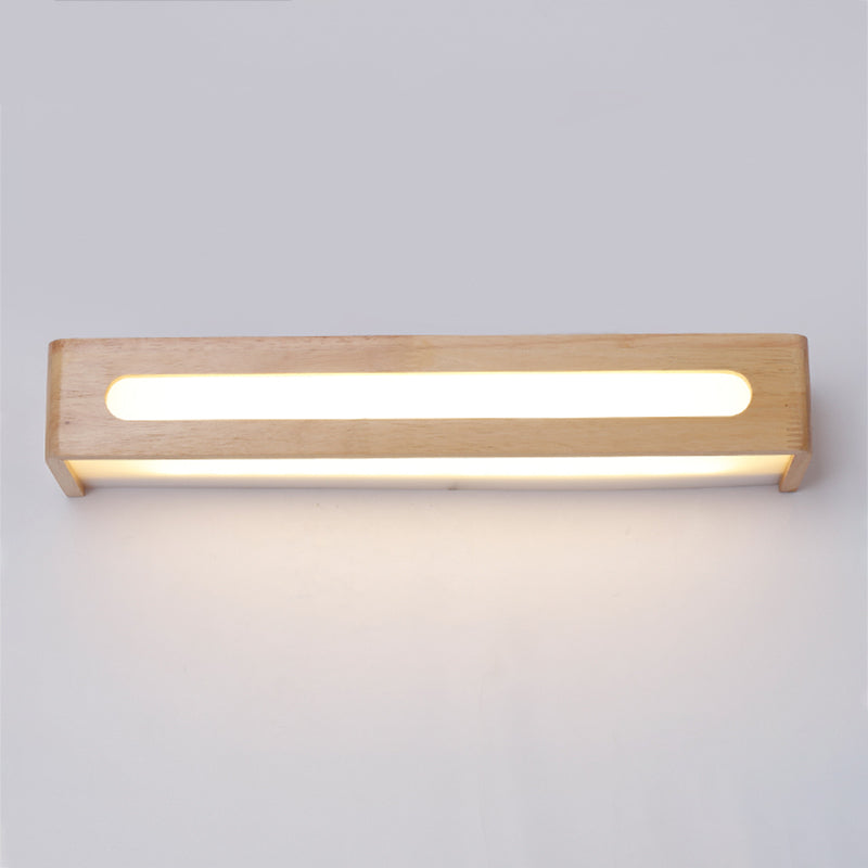 1 Light Rectangle Wall Mounted Lamps Modern Style Wood Wall Lights