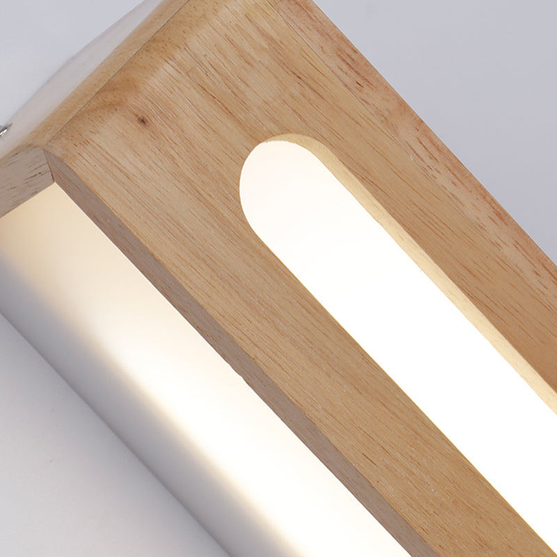 1 Light Rectangle Wall Mounted Lamps Modern Style Wood Wall Lights