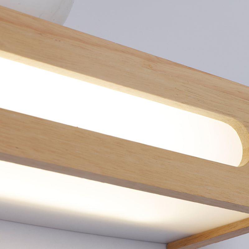 1 Light Rectangle Wall Mounted Lamps Modern Style Wood Wall Lights