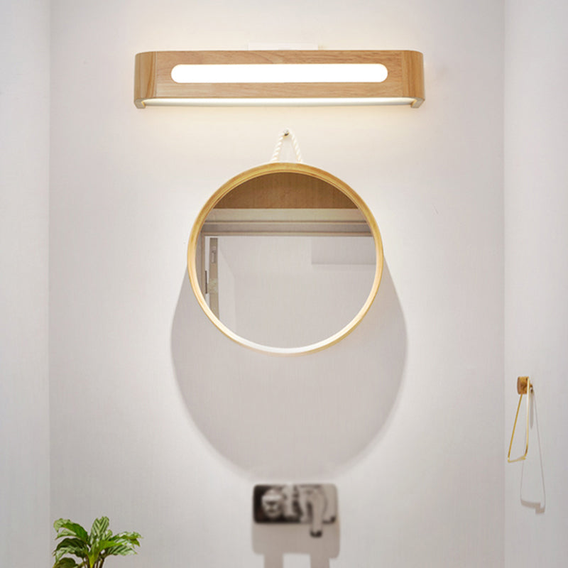 1 Light Rectangle Wall Mounted Lamps Modern Style Wood Wall Lights