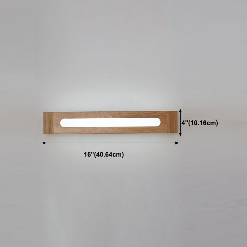 1 Light Rectangle Wall Mounted Lamps Modern Style Wood Wall Lights