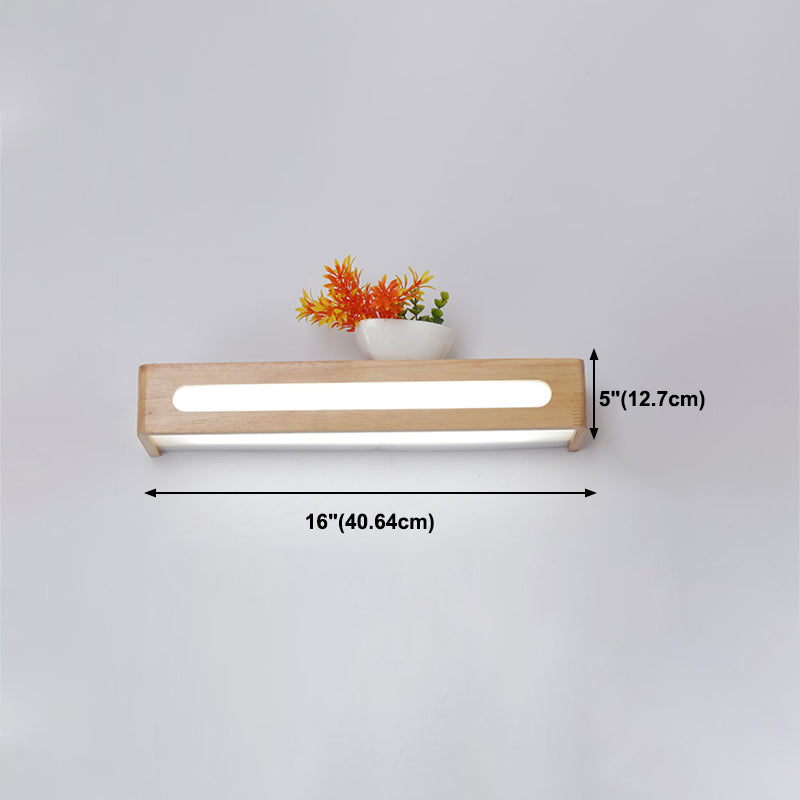 1 Light Rectangle Wall Mounted Lamps Modern Style Wood Wall Lights