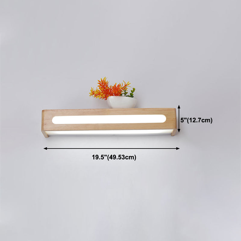 1 Light Rectangle Wall Mounted Lamps Modern Style Wood Wall Lights
