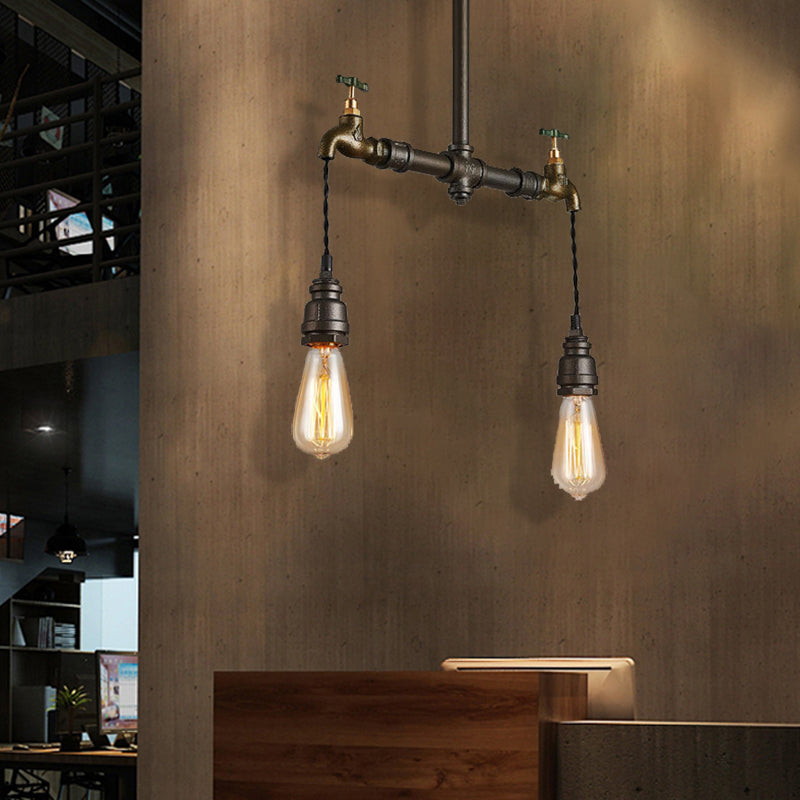 Black 2/4/6 Lights Light Light Light Light Limilla de bulbo de metal de estilo vintage Vintage Lámpara