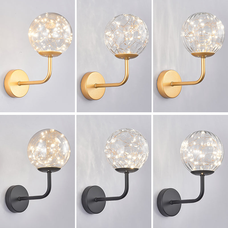 Nordic Glass Wall Light Globe Gypsophila 1 Light Wall Sconce for Bedroom