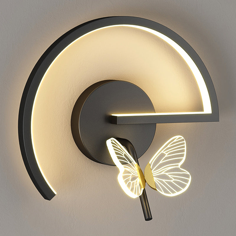 Modern Metal Wall Light Geometric LED Wall Sconce with Butterfly for Bedroom