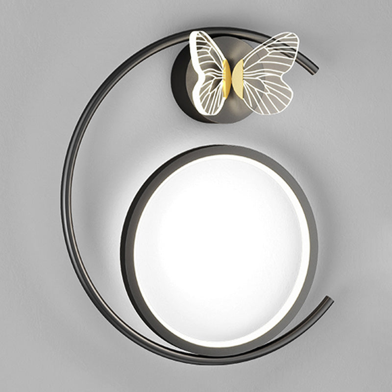 Modern Metal Wall Light Geometric LED Wall Sconce with Butterfly for Bedroom