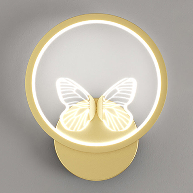 Modern Metal Wall Light Geometric LED Wall Sconce with Butterfly for Bedroom