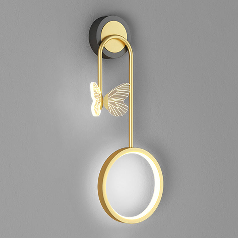 Modern Metal Wall Light Geometric LED Wall Sconce with Butterfly for Bedroom