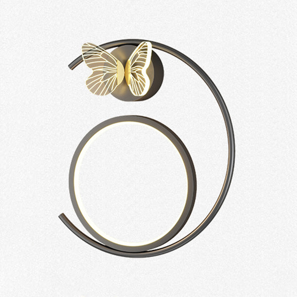 Modern Metal Wall Light Geometric LED Wall Sconce with Butterfly for Bedroom