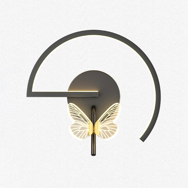 Modern Metal Wall Light Geometric LED Wall Sconce with Butterfly for Bedroom