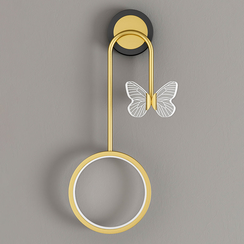 Modern Metal Wall Light Geometric LED Wall Sconce with Butterfly for Bedroom
