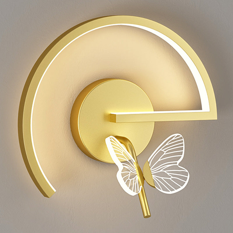Modern Metal Wall Light Geometric LED Wall Sconce with Butterfly for Bedroom