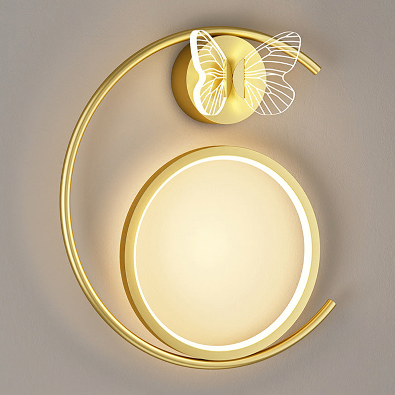 Modern Metal Wall Light Geometric LED Wall Sconce with Butterfly for Bedroom