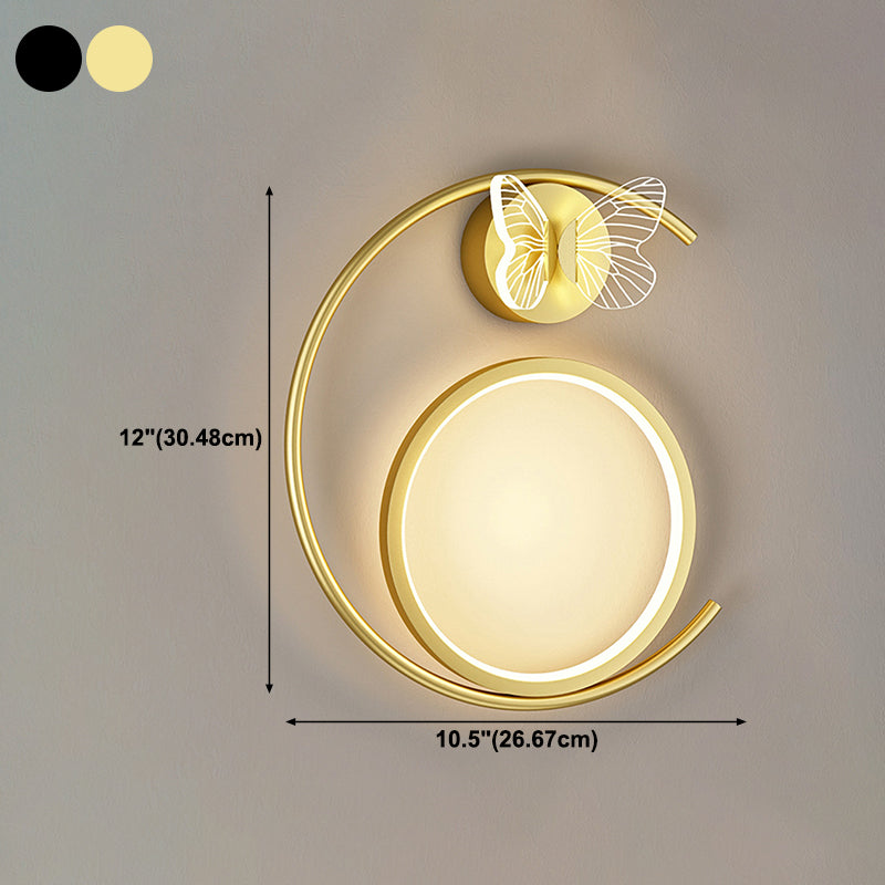Modern Metal Wall Light Geometric LED Wall Sconce with Butterfly for Bedroom