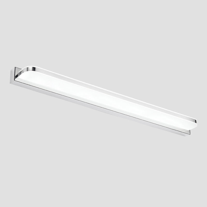 Linear Shape Metal Mirror Wall Light Modern 1-Light Mirror Wall Mount Light in Silver