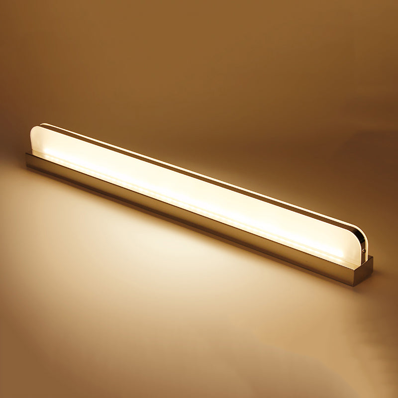 Lineaire vorm metalen spiegel Wandlicht Modern 1-licht spiegel Wandbevestiging Licht in zilver