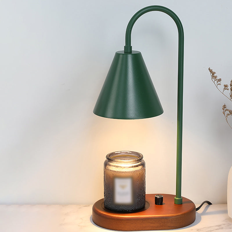 Nordic Style Metall Tischlampe Aromatherapie Schmelzen Wachs Schreibtischlampe mit Holz für Schlafzimmer