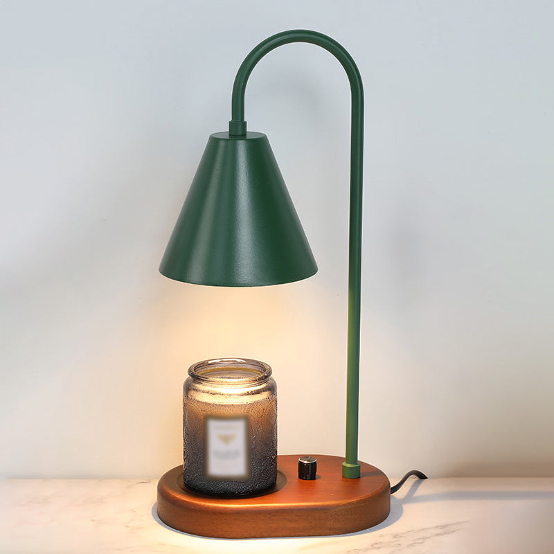 Nordic Style Metall Tischlampe Aromatherapie Schmelzen Wachs Schreibtischlampe mit Holz für Schlafzimmer
