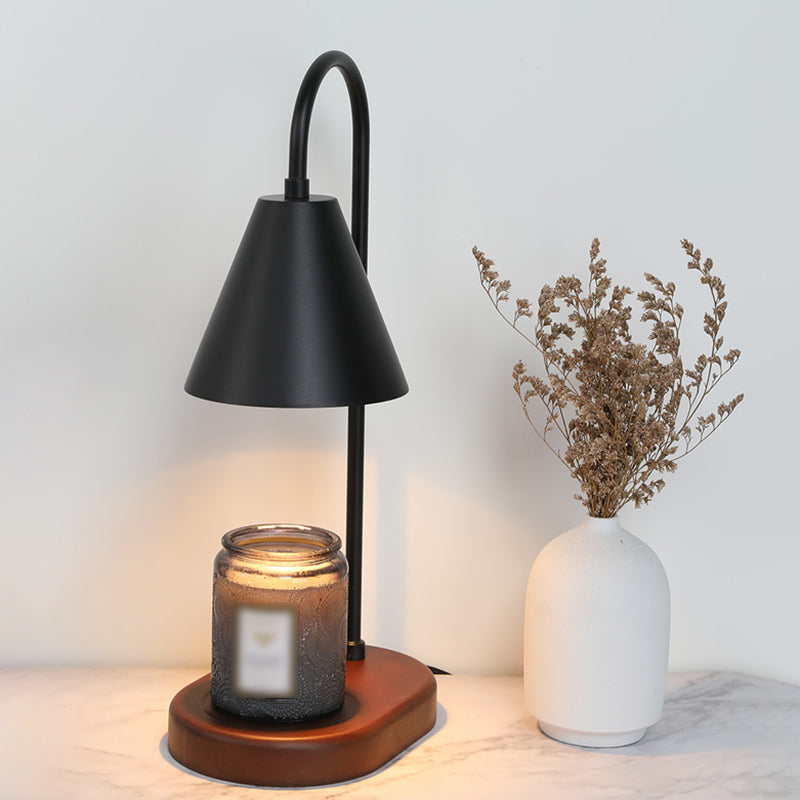 Nordic Style Metall Tischlampe Aromatherapie Schmelzen Wachs Schreibtischlampe mit Holz für Schlafzimmer