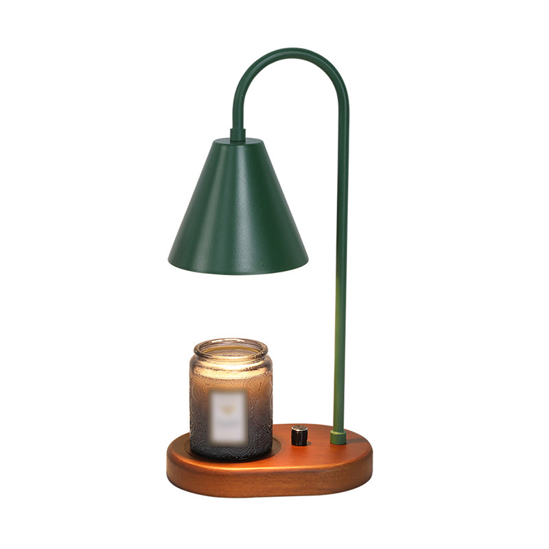 Nordic Style Metall Tischlampe Aromatherapie Schmelzen Wachs Schreibtischlampe mit Holz für Schlafzimmer