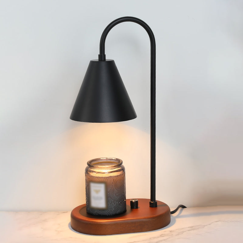 Nordic Style Metall Tischlampe Aromatherapie Schmelzen Wachs Schreibtischlampe mit Holz für Schlafzimmer