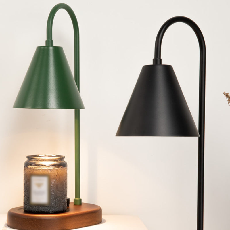 Nordic Style Metall Tischlampe Aromatherapie Schmelzen Wachs Schreibtischlampe mit Holz für Schlafzimmer