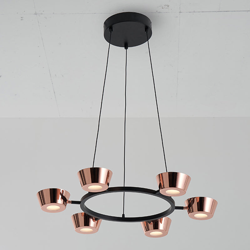 Postmodern Style Chandelier Light Fixture Metal Rose Gold Pendant Light for Living Room