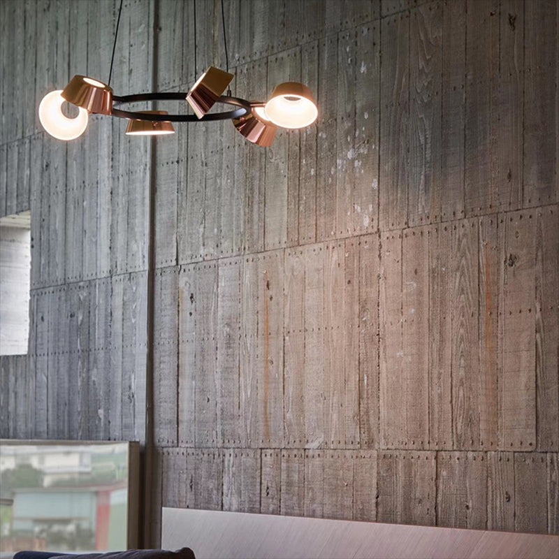Postmodern Style Chandelier Light Fixture Metal Rose Gold Pendant Light for Living Room