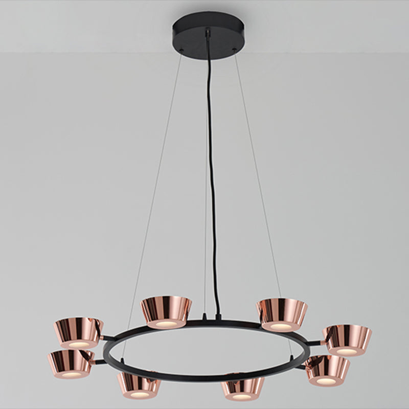 Postmodern Style Chandelier Light Fixture Metal Rose Gold Pendant Light for Living Room