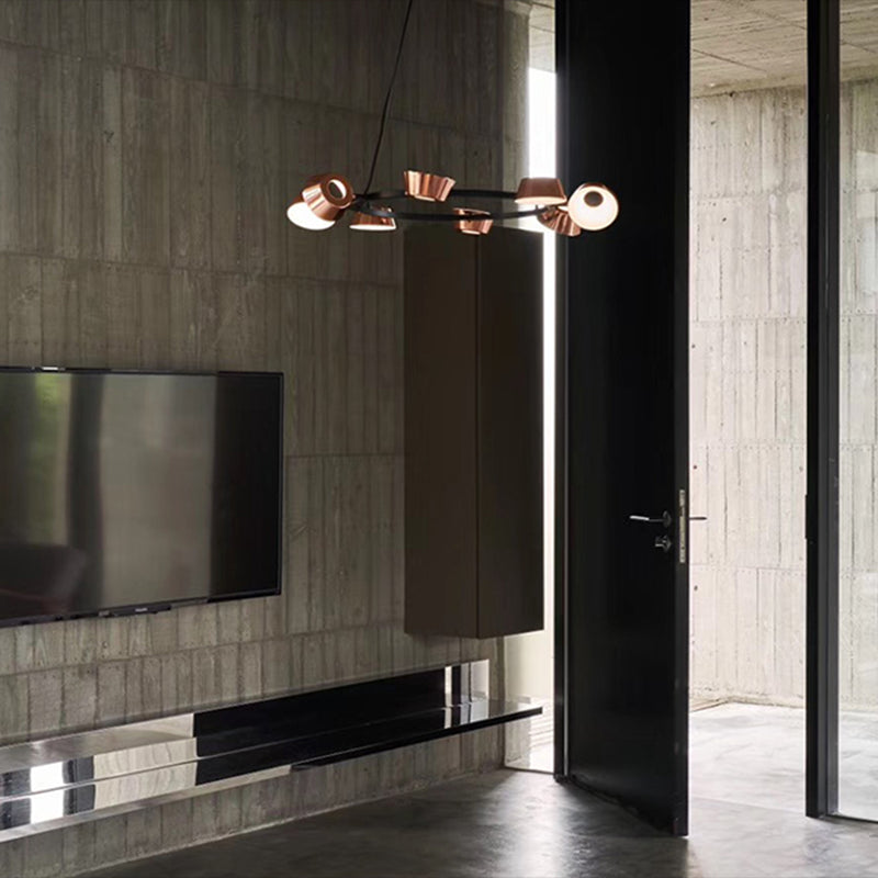 Postmodern Style Chandelier Light Fixture Metal Rose Gold Pendant Light for Living Room