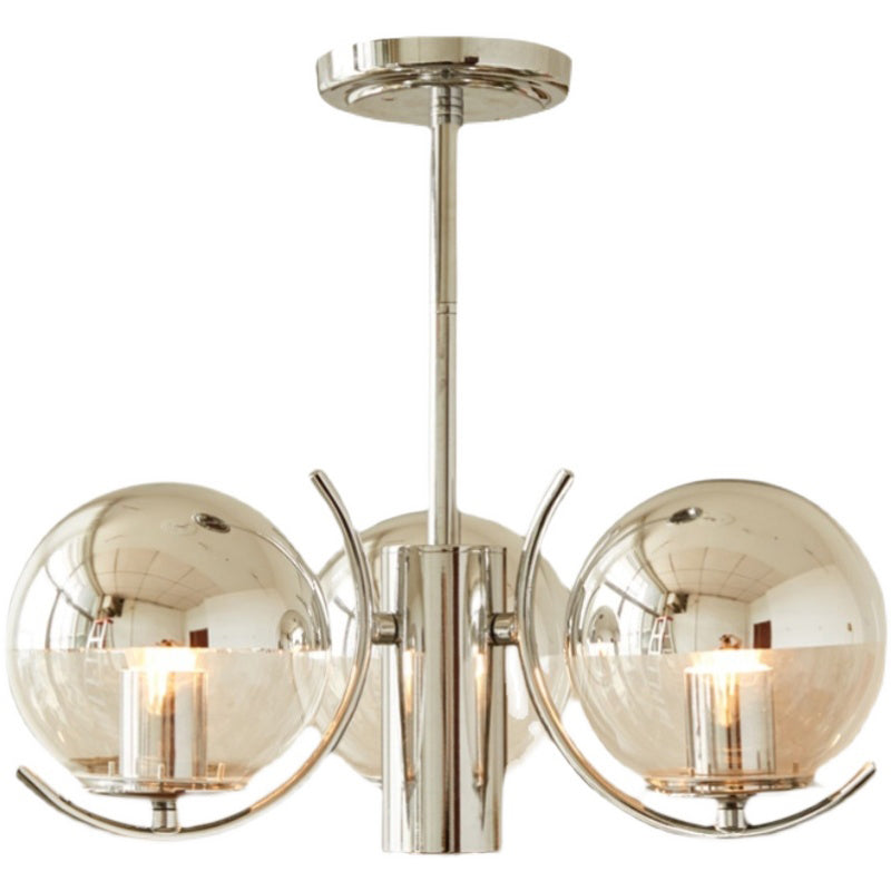 Modern Style Chandelier Light Fixture Globe Glass Hanging Light in Silver