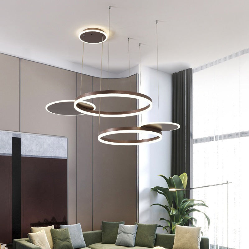 Simplicity LED Chandelier Pendant Circular Metal Suspension Light for Living Room
