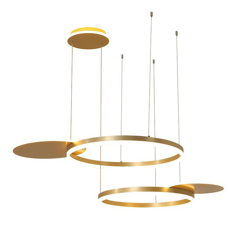 Simplicity LED Chandelier Pendant Circular Metal Suspension Light for Living Room
