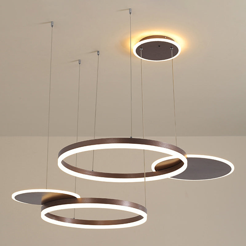 Simplicity LED Chandelier Pendant Circular Metal Suspension Light for Living Room