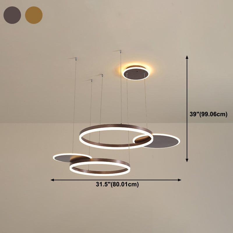 Simplicity LED Chandelier Pendant Circular Metal Suspension Light for Living Room