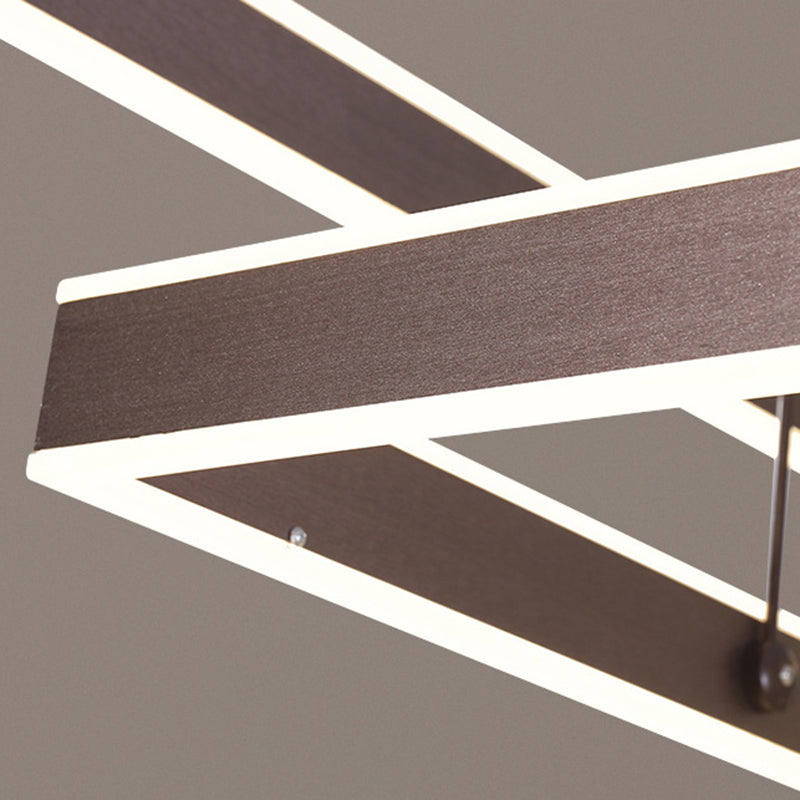 Minimalist Square Suspension Lamp Metal Multi-Layered LED Chandelier for Living Room