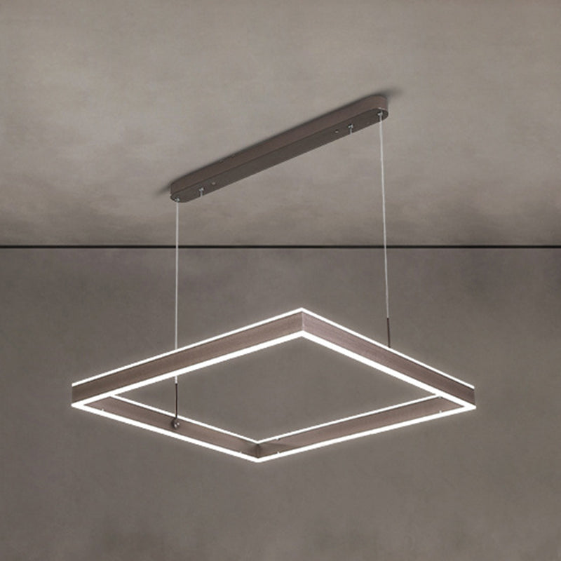 Minimalist Square Suspension Lamp Metal Multi-Layered LED Chandelier for Living Room