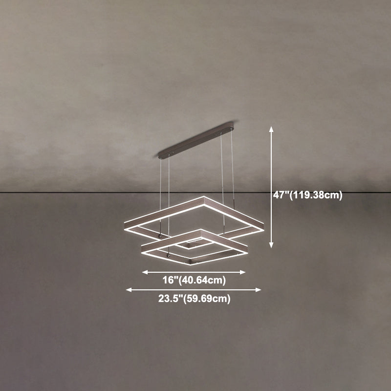 Minimalist Square Suspension Lamp Metal Multi-Layered LED Chandelier for Living Room