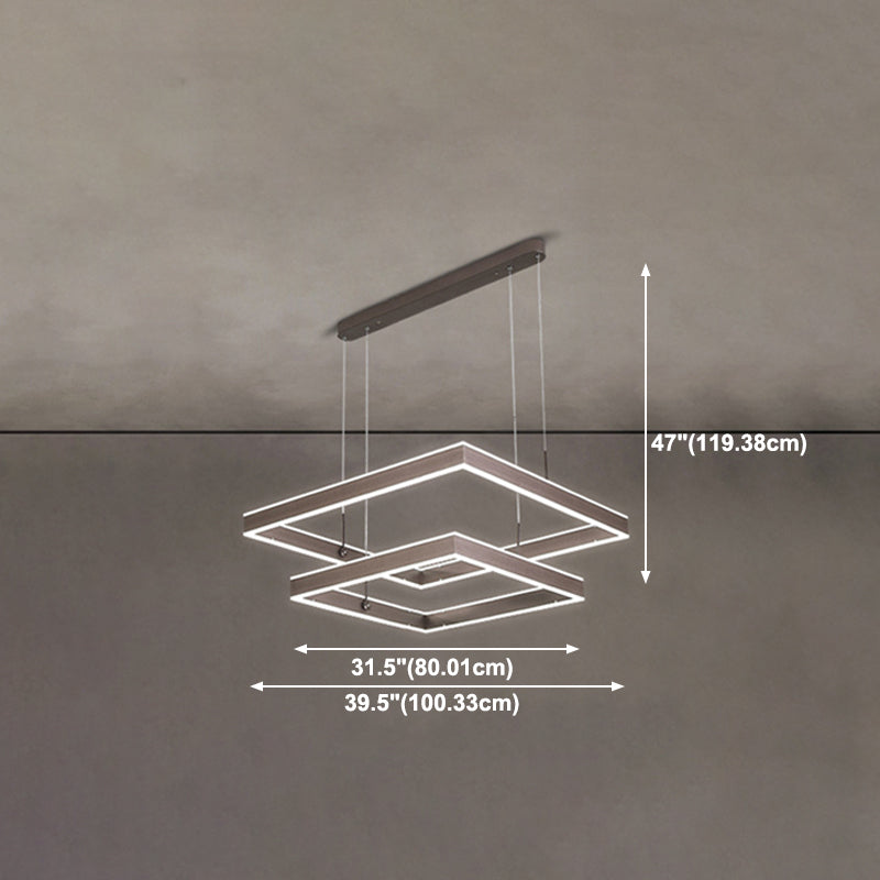 Minimalist Square Suspension Lamp Metal Multi-Layered LED Chandelier for Living Room