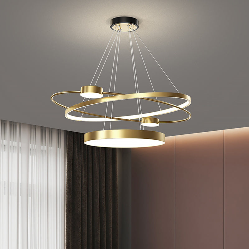 Nordic Circle Chandelier Metal Layered LED Chandelier Pendant for Living Room