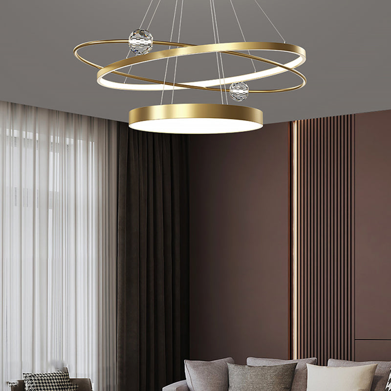Nordic Circle Chandelier Metal Layered LED Chandelier Pendant for Living Room