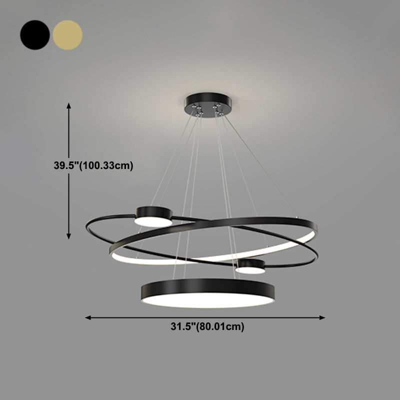 Nordic Circle Chandelier Metal Layered LED Chandelier Pendant for Living Room