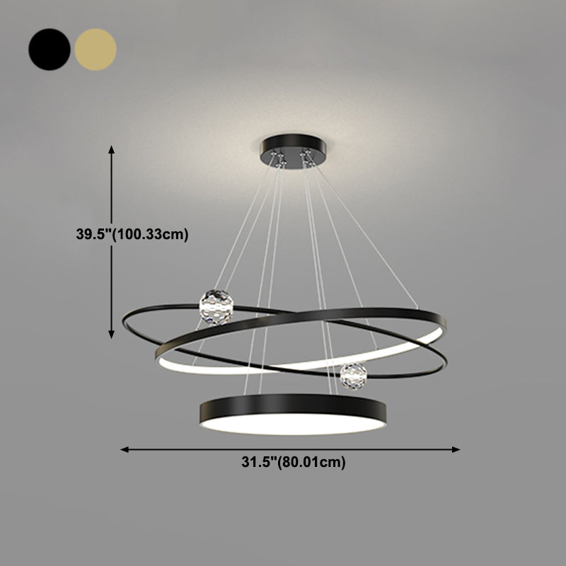 Nordic Circle Chandelier Metal Layered LED Chandelier Pendant for Living Room