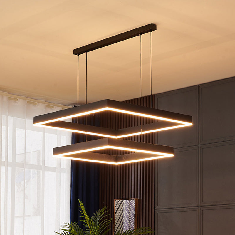 Finition noire carré lustre moderne LED Aluminium suspendu en aluminium suspendu