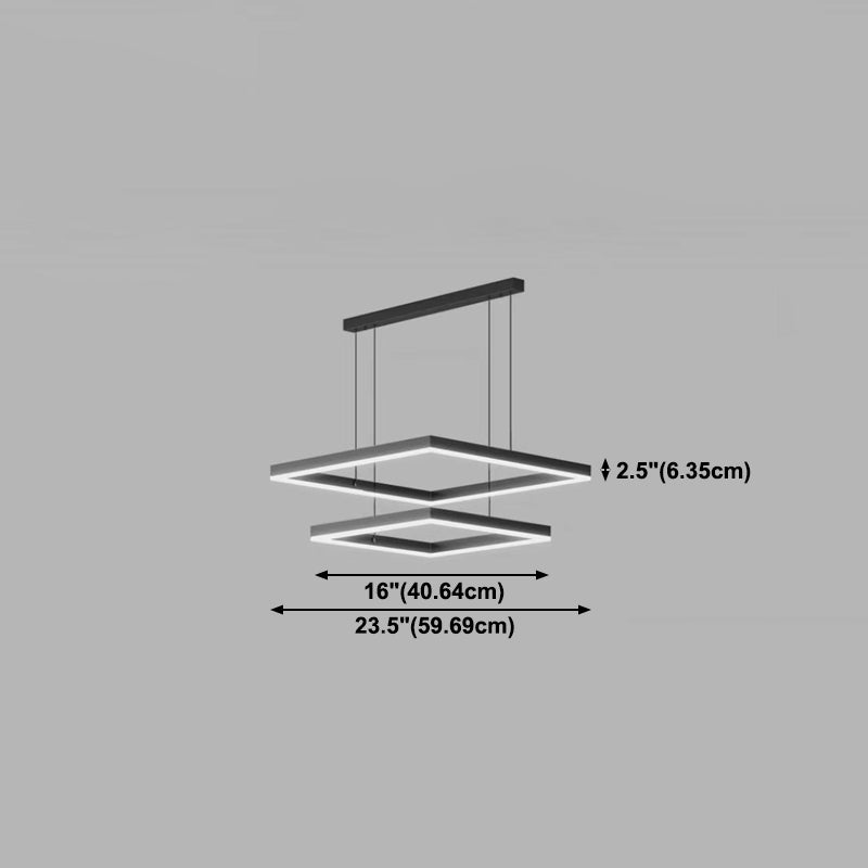 Finition noire carré lustre moderne LED Aluminium suspendu en aluminium suspendu